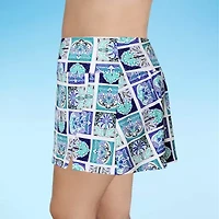 Liz Claiborne Womens Comfort Waistband Patchwork Plus Swim Skirt