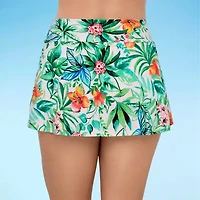 Liz Claiborne Womens Comfort Waistband Floral Plus Swim Skirt