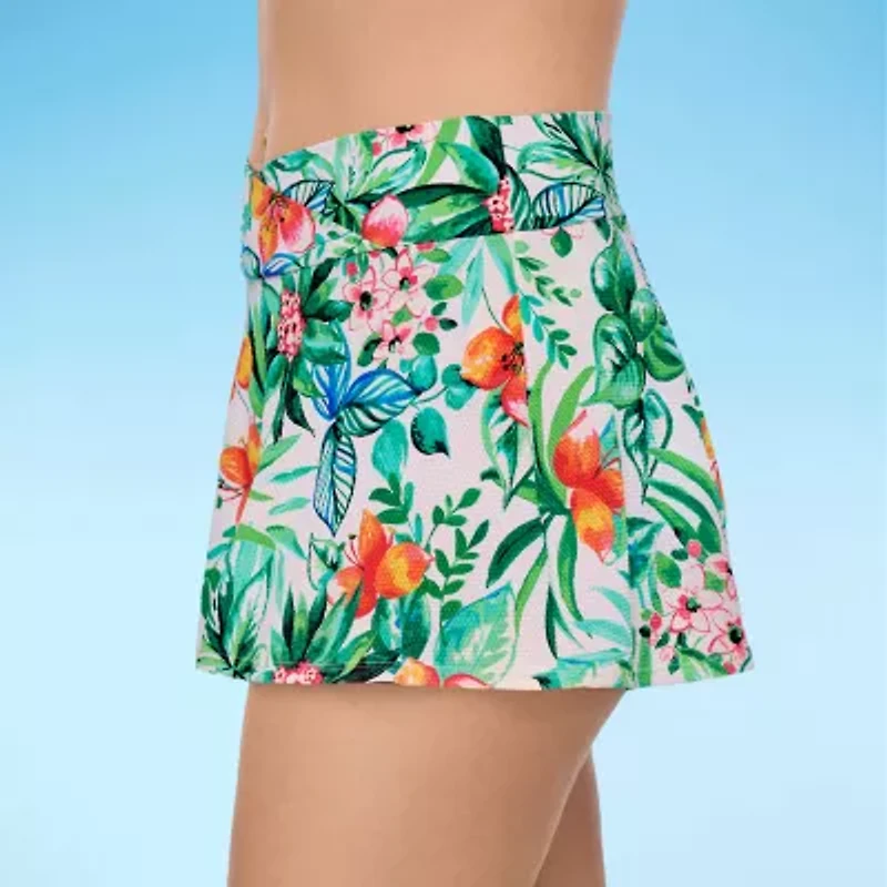 Liz Claiborne Womens Comfort Waistband Floral Plus Swim Skirt