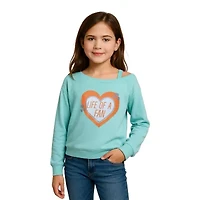 Lilt Big Kid Girls Boat Neck Long Sleeve Sweatshirt