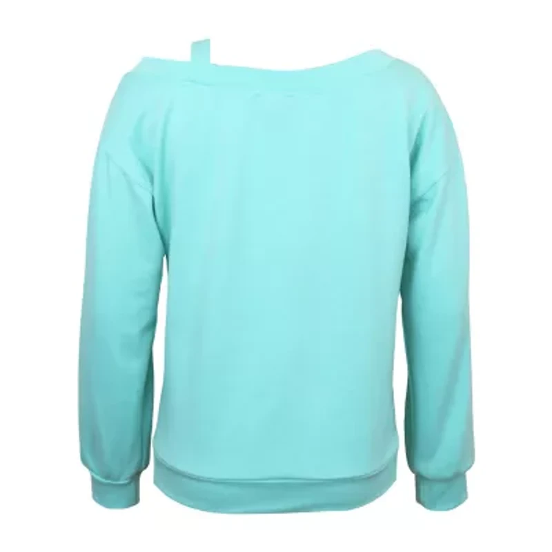 Lilt Big Kid Girls Boat Neck Long Sleeve Sweatshirt