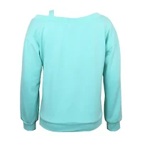 Lilt Big Kid Girls Boat Neck Long Sleeve Sweatshirt