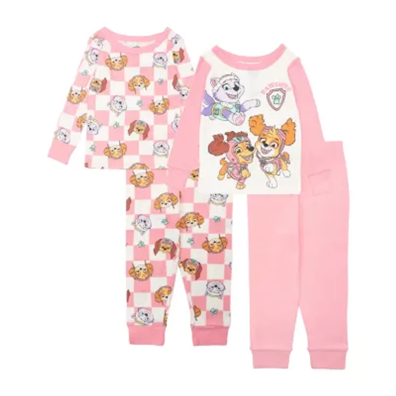 Toddler Girls Paw Patrol Crew Neck Long Sleeve 4-pc. Pajama Sets