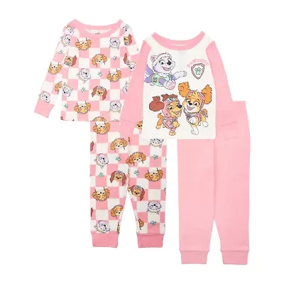 Toddler Girls Paw Patrol Crew Neck Long Sleeve 4-pc. Pajama Sets
