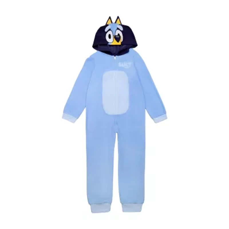 Little & Big Kid Girls Bluey Fleece Hooded Long Sleeve One Piece Pajama