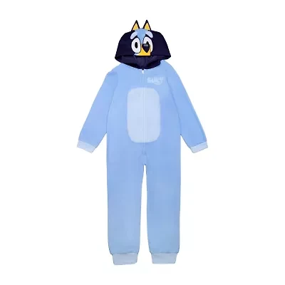 Little & Big Kid Girls Bluey Fleece Hooded Long Sleeve One Piece Pajama