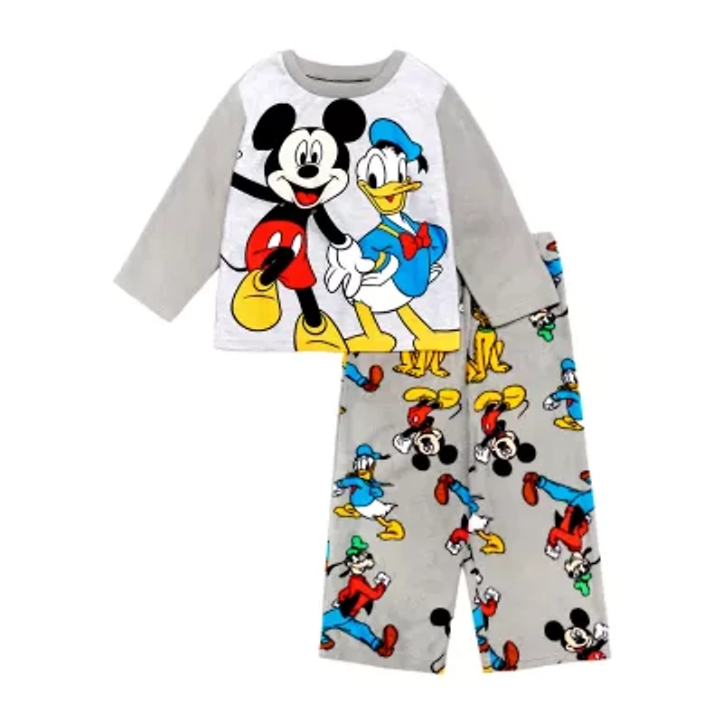Disney Collection Toddler Boys Mickey and Friends Crew Neck Long Sleeve 2-pc. Pajama Sets