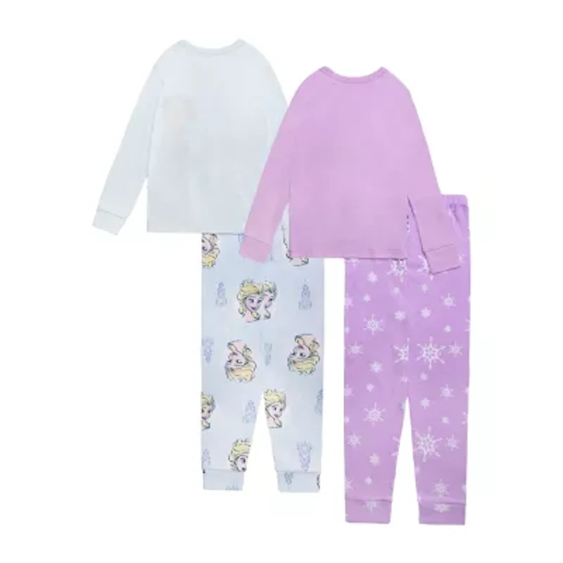 Disney Collection Little & Big Kid Girls Frozen Crew Neck Long Sleeve 4-pc. Pajama Sets