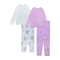 Disney Collection Little & Big Kid Girls Frozen Crew Neck Long Sleeve 4-pc. Pajama Sets