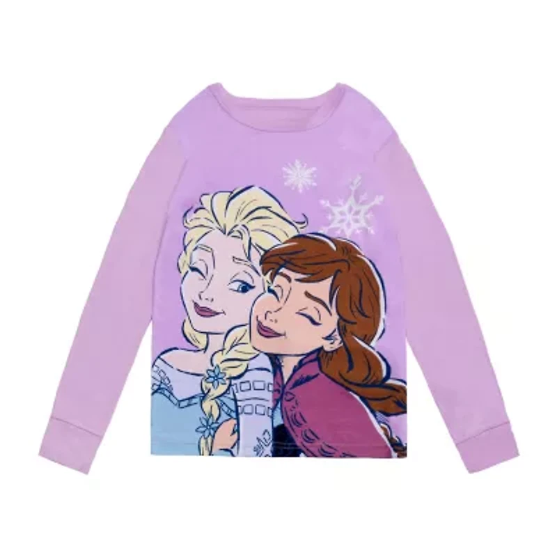 Disney Collection Little & Big Kid Girls Frozen Crew Neck Long Sleeve 4-pc. Pajama Sets