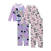 Disney Collection Little & Big Kid Girls Minnie Mouse Crew Neck Long Sleeve 4-pc. Pajama Sets