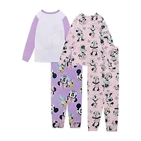 Disney Collection Little & Big Kid Girls Minnie Mouse Crew Neck Long Sleeve 4-pc. Pajama Sets