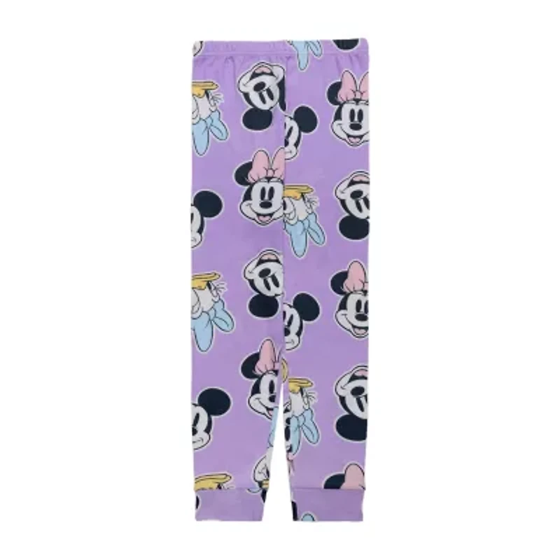 Disney Collection Little & Big Kid Girls Minnie Mouse Crew Neck Long Sleeve 4-pc. Pajama Sets
