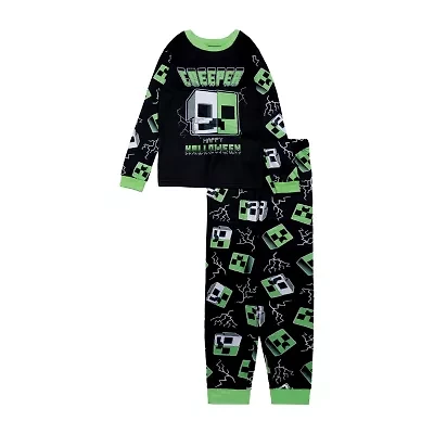 Big Kid Boys Minecraft Crew Neck Long Sleeve 2-pc. Pajama Sets