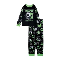 Big Kid Boys Minecraft Crew Neck Long Sleeve 2-pc. Pajama Sets