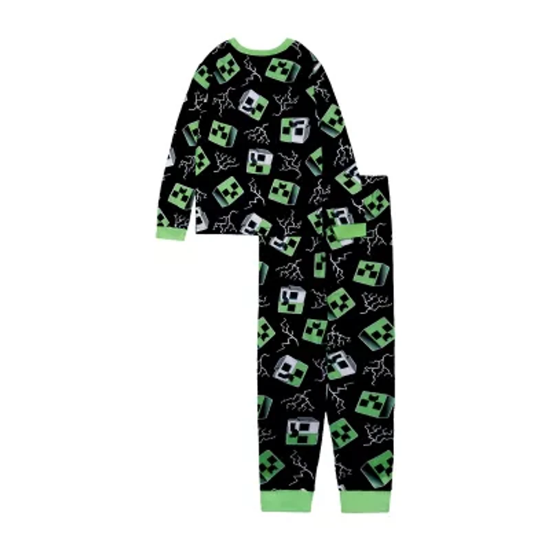 Big Kid Boys Minecraft Crew Neck Long Sleeve 2-pc. Pajama Sets