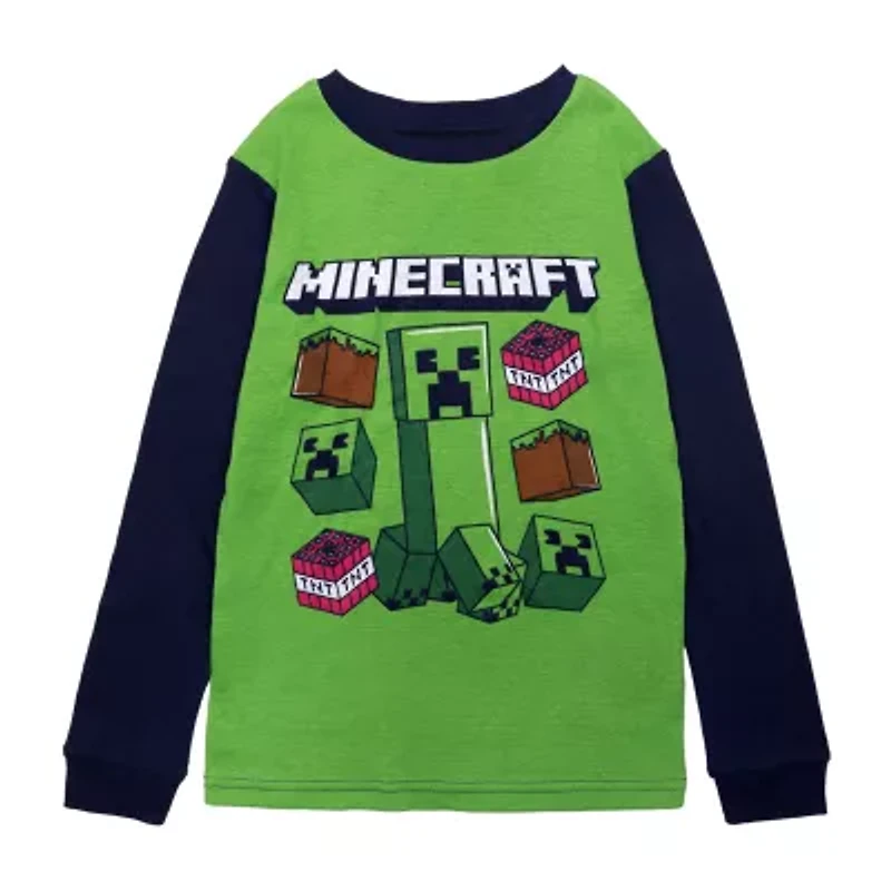 Big Kid Boys Minecraft Crew Neck Long Sleeve 4-pc. Pajama Sets
