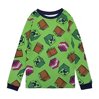 Big Kid Boys Minecraft Crew Neck Long Sleeve 4-pc. Pajama Sets