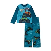 Fleece Big Kid Boys Monster Jam Microfleece Crew Neck Long Sleeve 2-pc. Pajama Sets