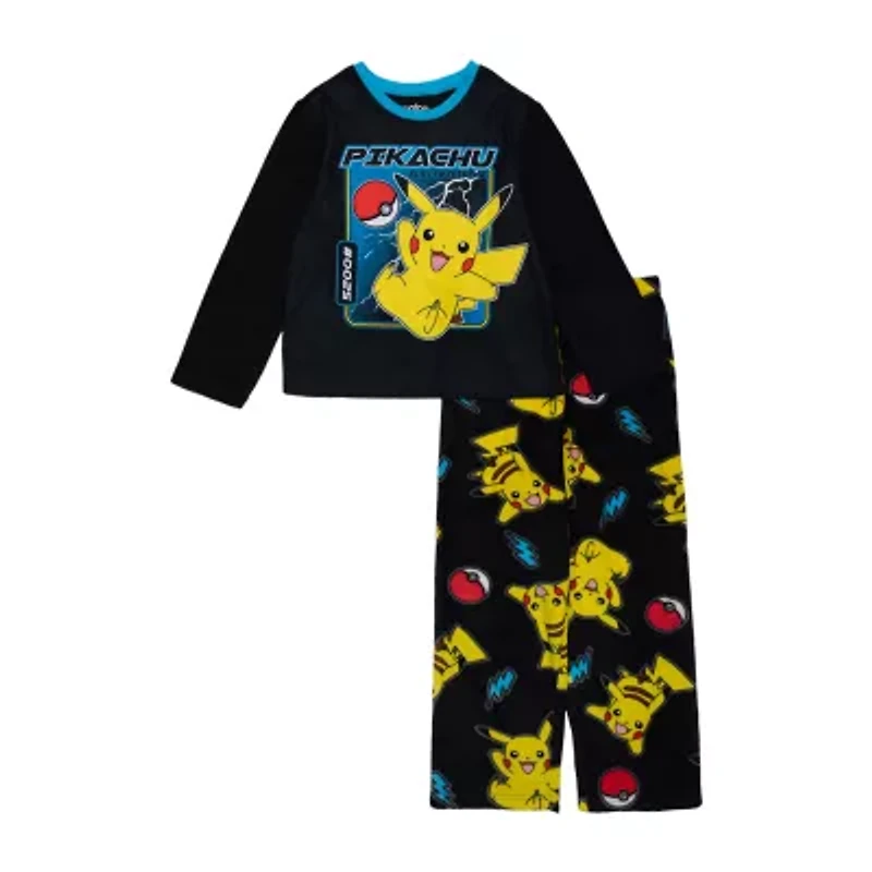 Fleece Big Kid Boys Pokeman Microfleece Crew Neck Long Sleeve 2-pc. Pajama Sets