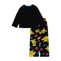 Fleece Big Kid Boys Pokeman Microfleece Crew Neck Long Sleeve 2-pc. Pajama Sets