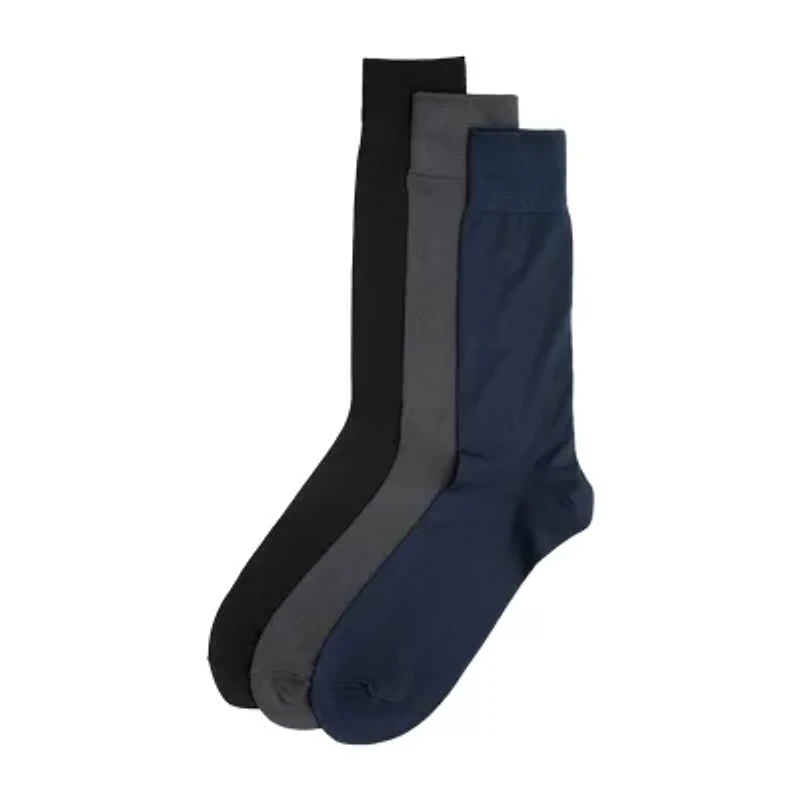 Stafford Microfiber Mens 3 Pair Big and Tall Crew Socks