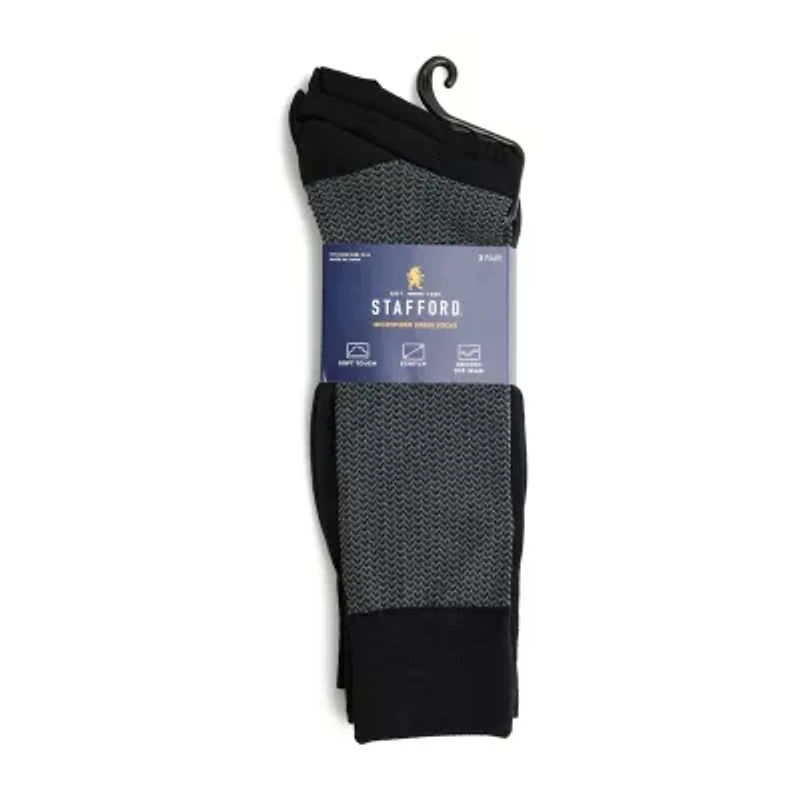Stafford Microfiber Mens 3 Pair Big and Tall Crew Socks