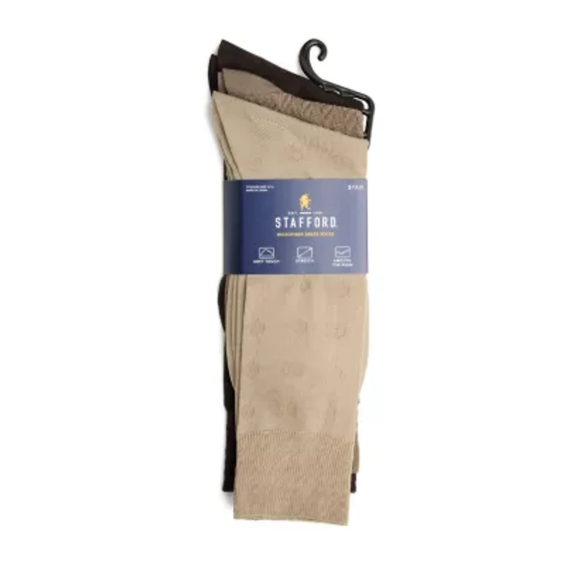 Stafford Microfiber Mens 3 Pair Big and Tall Crew Socks