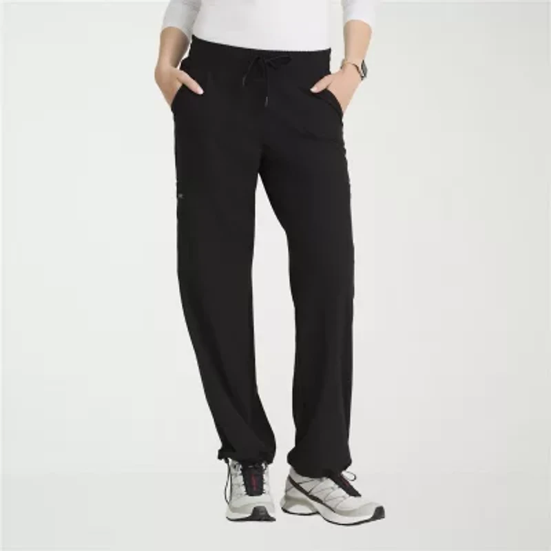 Barco One Bop703 Bounce 6-Pocket Mid-Rise Womens Petite Stretch Fabric Moisture Wicking Scrub Pant