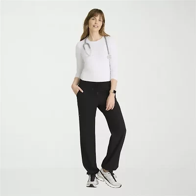 Barco One Bop703 Bounce 6-Pocket Mid-Rise Womens Petite Stretch Fabric Moisture Wicking Scrub Pant