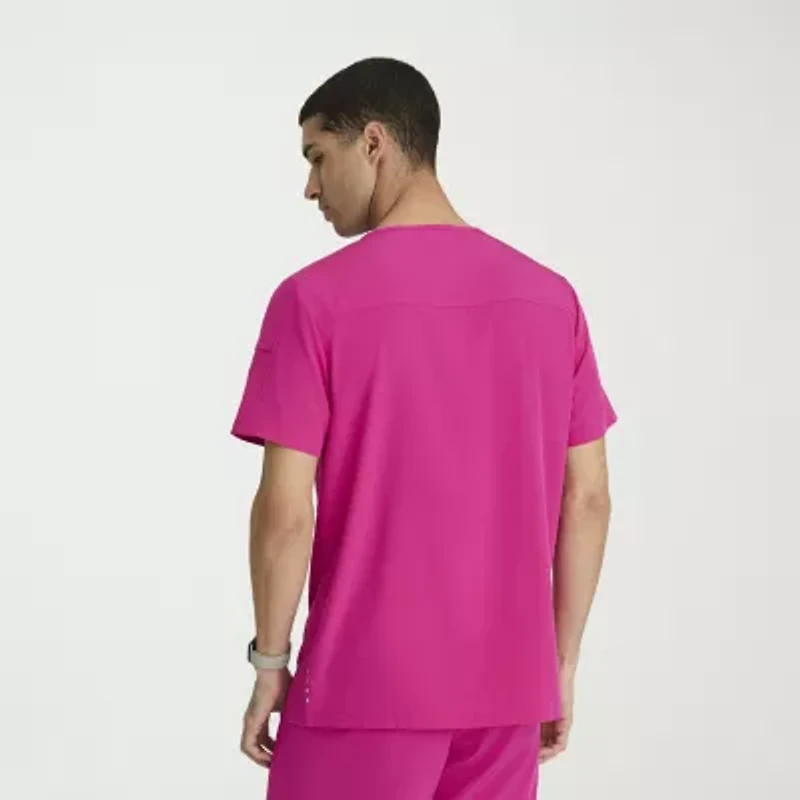 Barco One Bot195 Velocity 2-Pocket Mens V Neck Short Sleeve Stretch Fabric Moisture Wicking Scrub Top