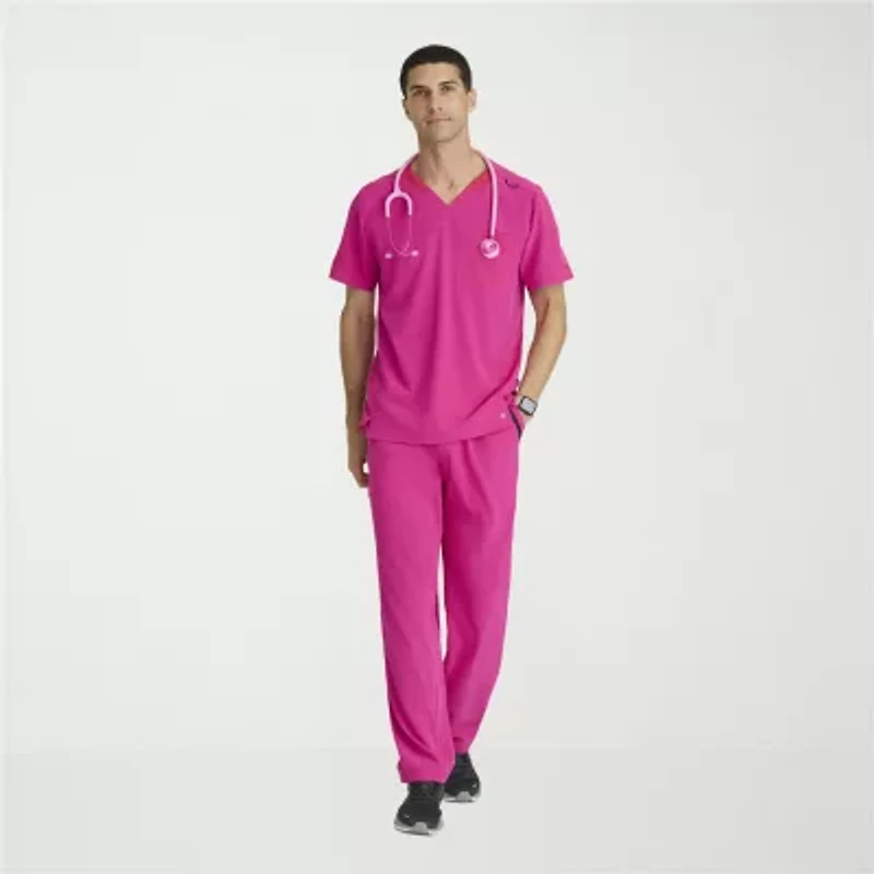 Barco One Bot195 Velocity 2-Pocket Mens V Neck Short Sleeve Stretch Fabric Moisture Wicking Scrub Top