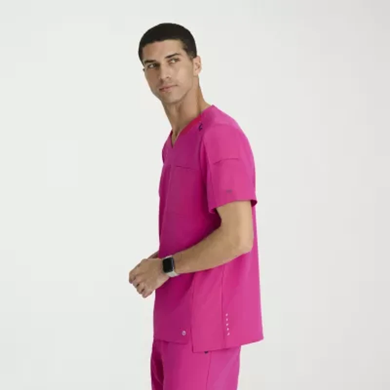 Barco One Bot195 Velocity 2-Pocket Mens Big and Tall V Neck Short Sleeve Stretch Fabric Moisture Wicking Scrub Top