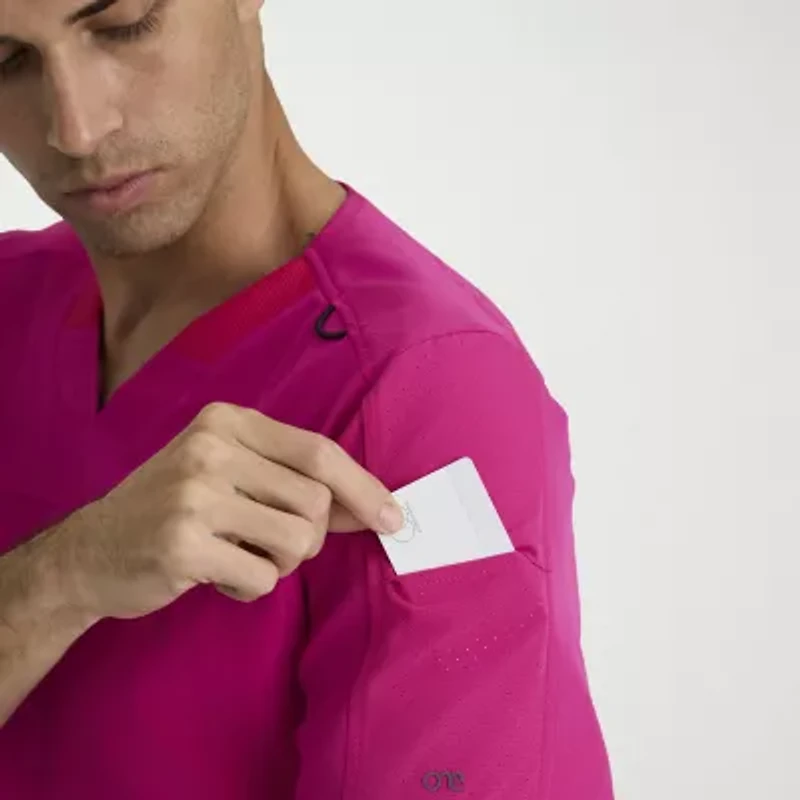 Barco One Bot195 Velocity 2-Pocket Mens Big and Tall V Neck Short Sleeve Stretch Fabric Moisture Wicking Scrub Top