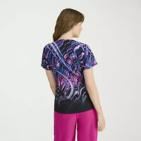 Barco One 5107 Thrive 4-Pocket Print Womens Plus Tall V Neck Short Sleeve Stretch Fabric Moisture Wicking Scrub Top