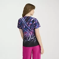 Barco One 5107 Thrive 4-Pocket Print Womens V Neck Short Sleeve Stretch Fabric Moisture Wicking Scrub Top