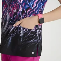 Barco One 5107 Thrive 4-Pocket Print Womens V Neck Short Sleeve Stretch Fabric Moisture Wicking Scrub Top