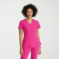 Barco One 5105 Racer 4-Pocket  Womens Plus Tall V Neck Short Sleeve Stretch Fabric Moisture Wicking Wrinkle Resistant Scrub Top