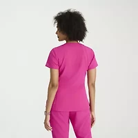 Barco One 5105 Racer 4-Pocket  Womens Plus Tall V Neck Short Sleeve Stretch Fabric Moisture Wicking Wrinkle Resistant Scrub Top