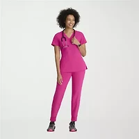 Barco One 5105 Racer 4-Pocket  Womens Plus Tall V Neck Short Sleeve Stretch Fabric Moisture Wicking Wrinkle Resistant Scrub Top