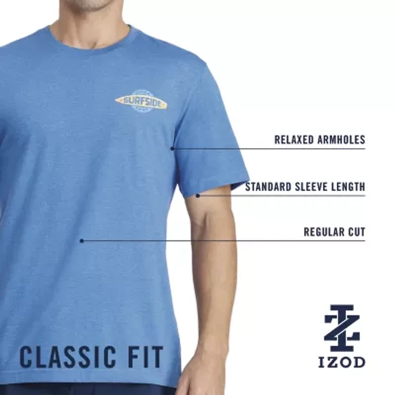 IZOD Saltwater Soft Wash Mens Crew Neck Short Sleeve Classic Fit Graphic T-Shirt