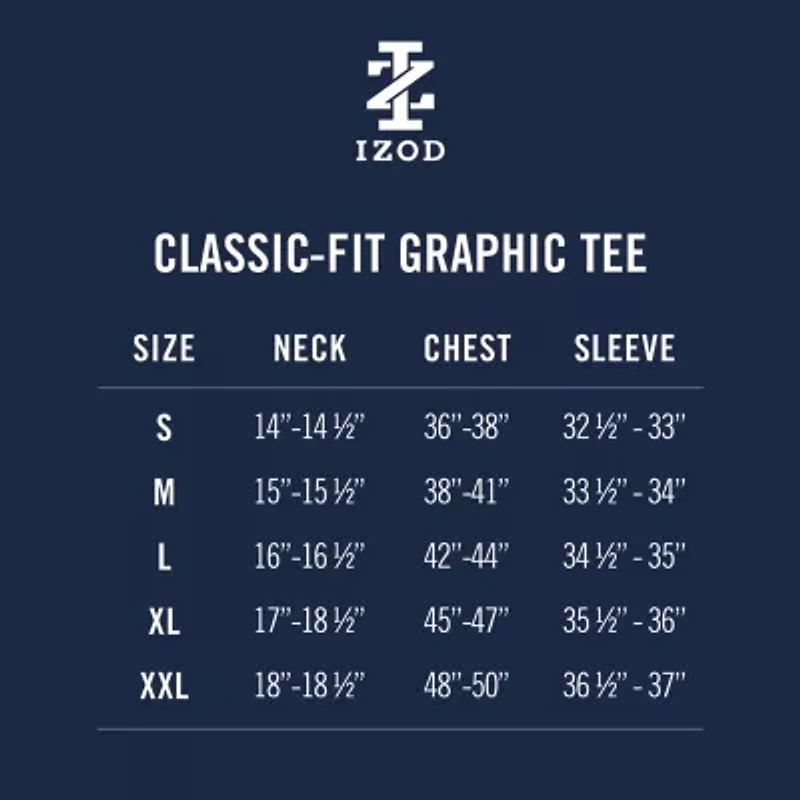 IZOD Saltwater Soft Wash Mens Crew Neck Short Sleeve Classic Fit Graphic T-Shirt