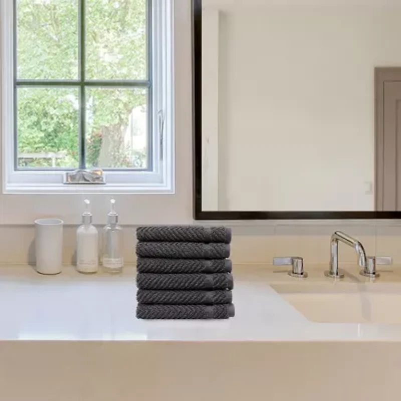 Linum Home Textiles Herringbone 6-pc. Quick Dry Washcloth