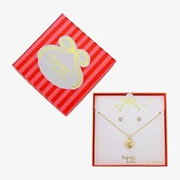 Bijoux Bar Delicates Gold Tone Womens Glass Heart 2-pc. Jewelry Set
