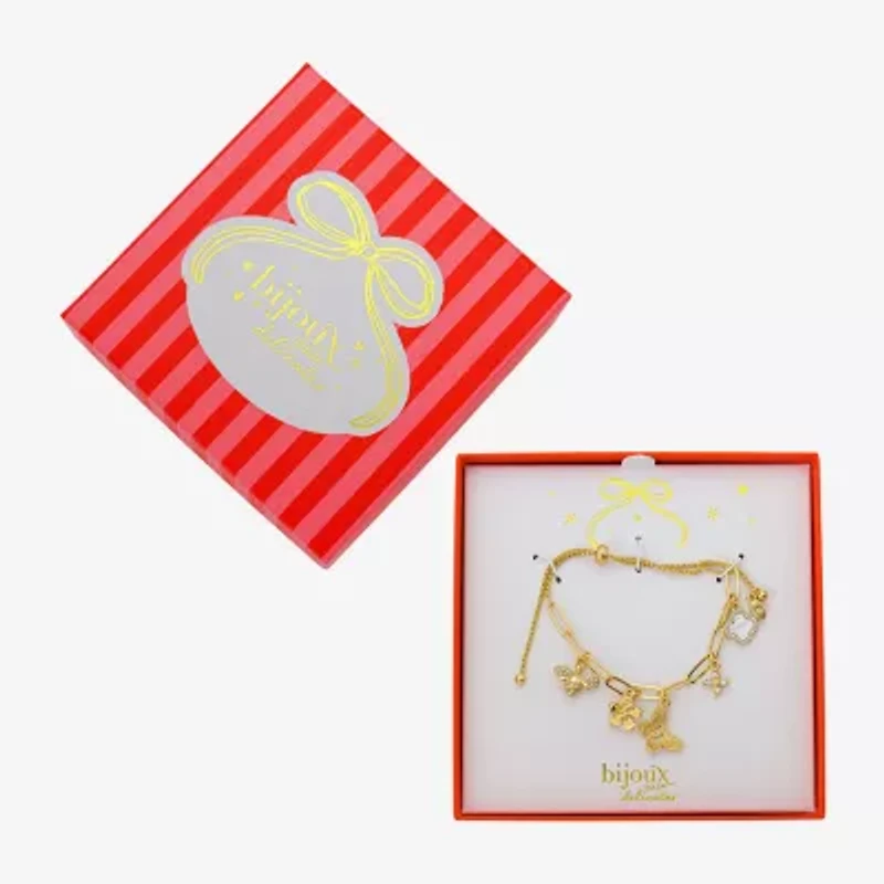 Bijoux Bar Delicates Gold Tone Womens Glass Butterfly Flower Charm Bracelet