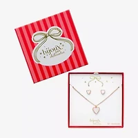 Bijoux Bar Rose Tone Womens White Heart 2-pc. Jewelry Set