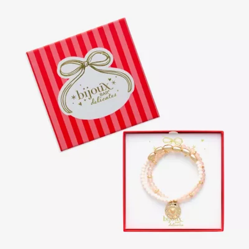 Bijoux Bar Gold Tone Womens Glass Stretch Bracelet