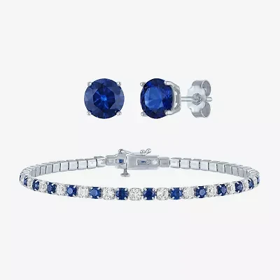 Womens Lab Created Blue Sapphire Sterling Silver 2-pc. Jewelry Set