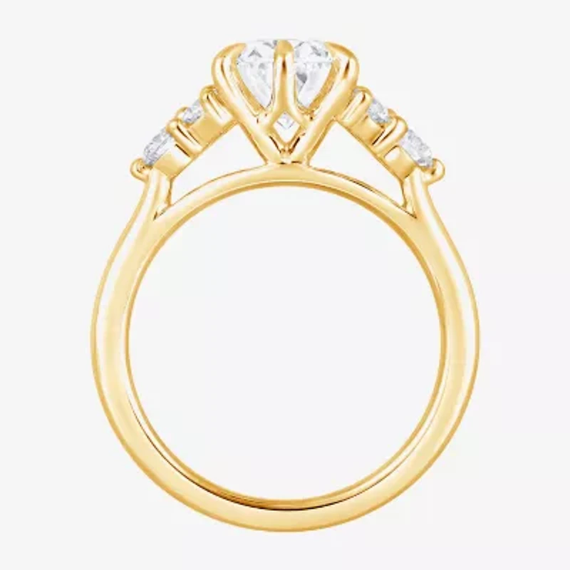 (F / Vs2) Womens 2 7/8 Ct. T.W. Lab Grown White Diamond 10K Gold Oval Engagement Ring