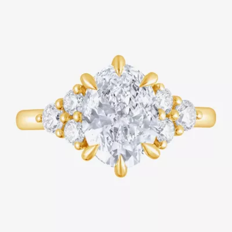 (F / Vs2) Womens 2 7/8 Ct. T.W. Lab Grown White Diamond 10K Gold Oval Engagement Ring